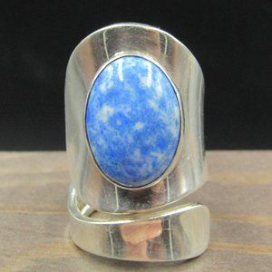 Size 8 Sterling Silver Blue Spot Jasper Stone Ring